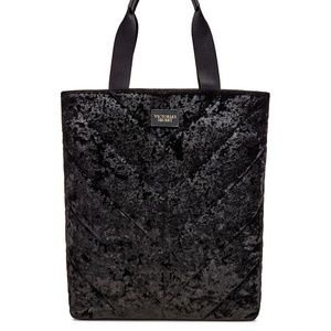 VICTORIA'S SECRET Black Velvet Puffer Tote NWT